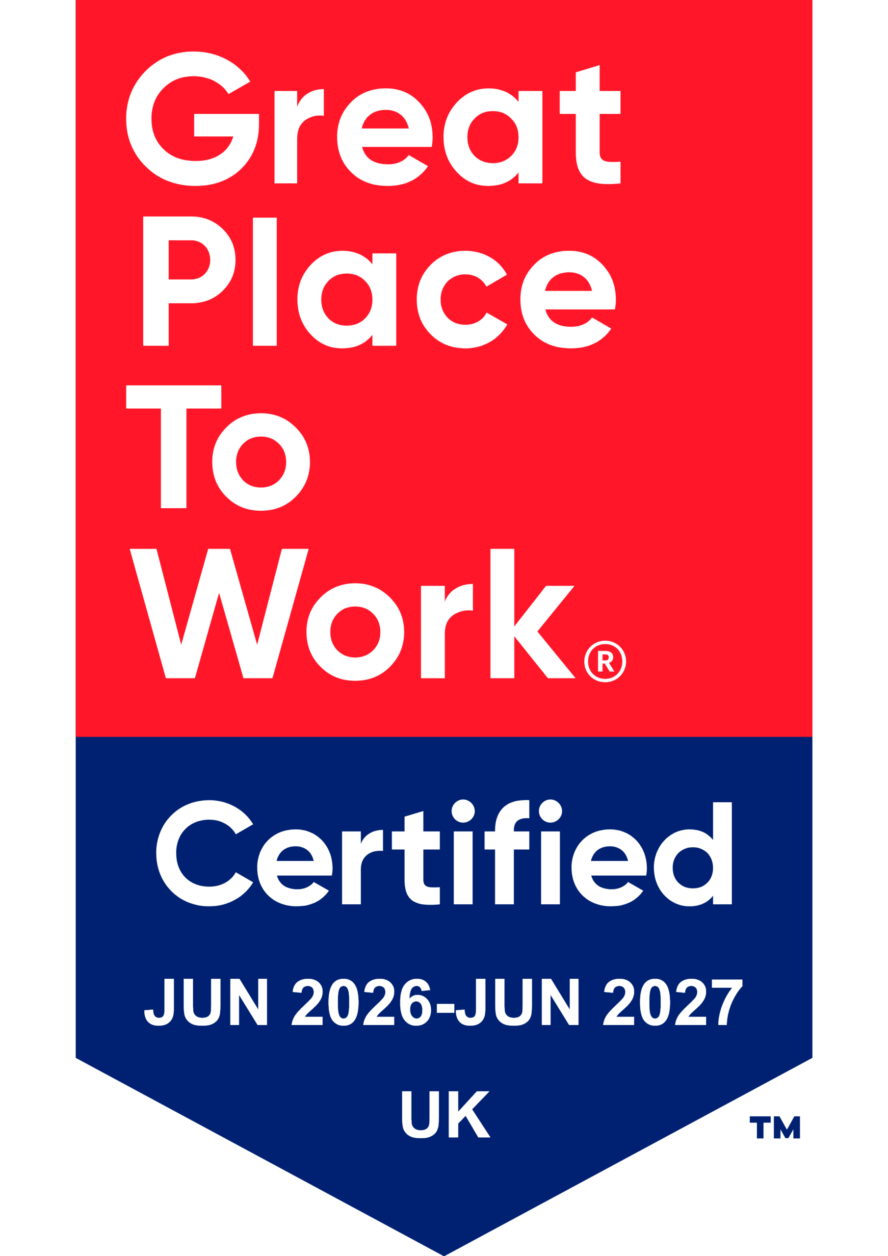 Great Place to Work Certified - UK, June 2026 to June 2027